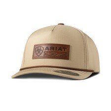 Ariat Men's Khaki Flexfit 110 Cap with Embossed Leather Patch