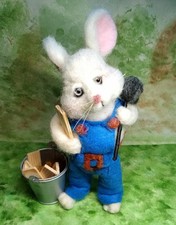 Handmade Handyman Mouse Needle Felted Wool Fleece Ornament Animal Collector Gift