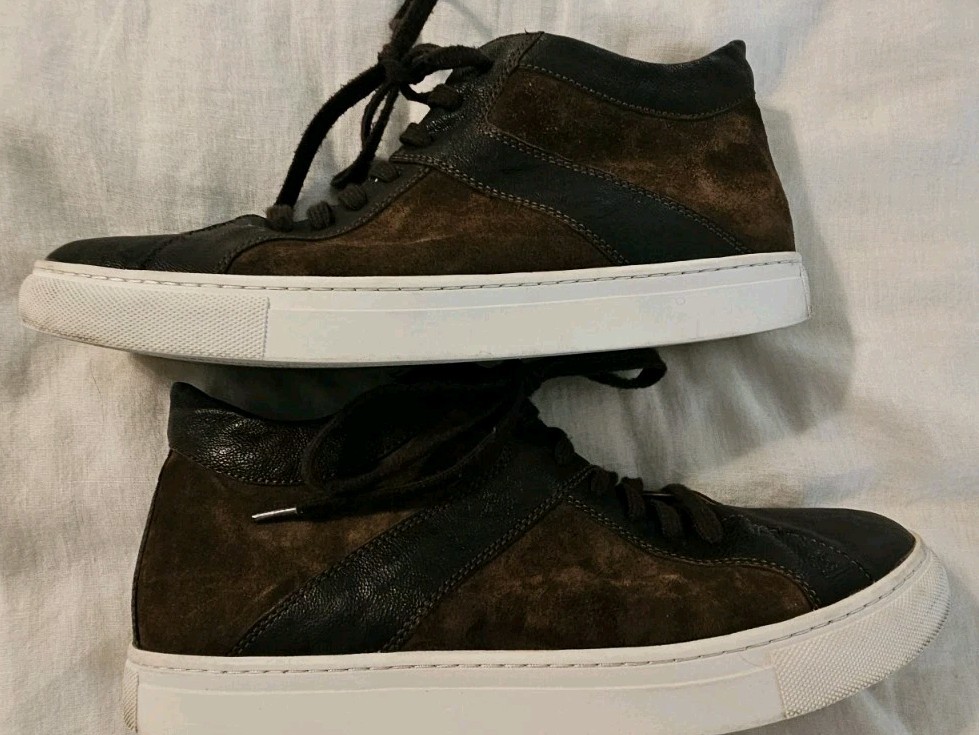 SAOLA Sneakers alte uomo Trask scamosciate e pelle taglia 10M marrone e bianco