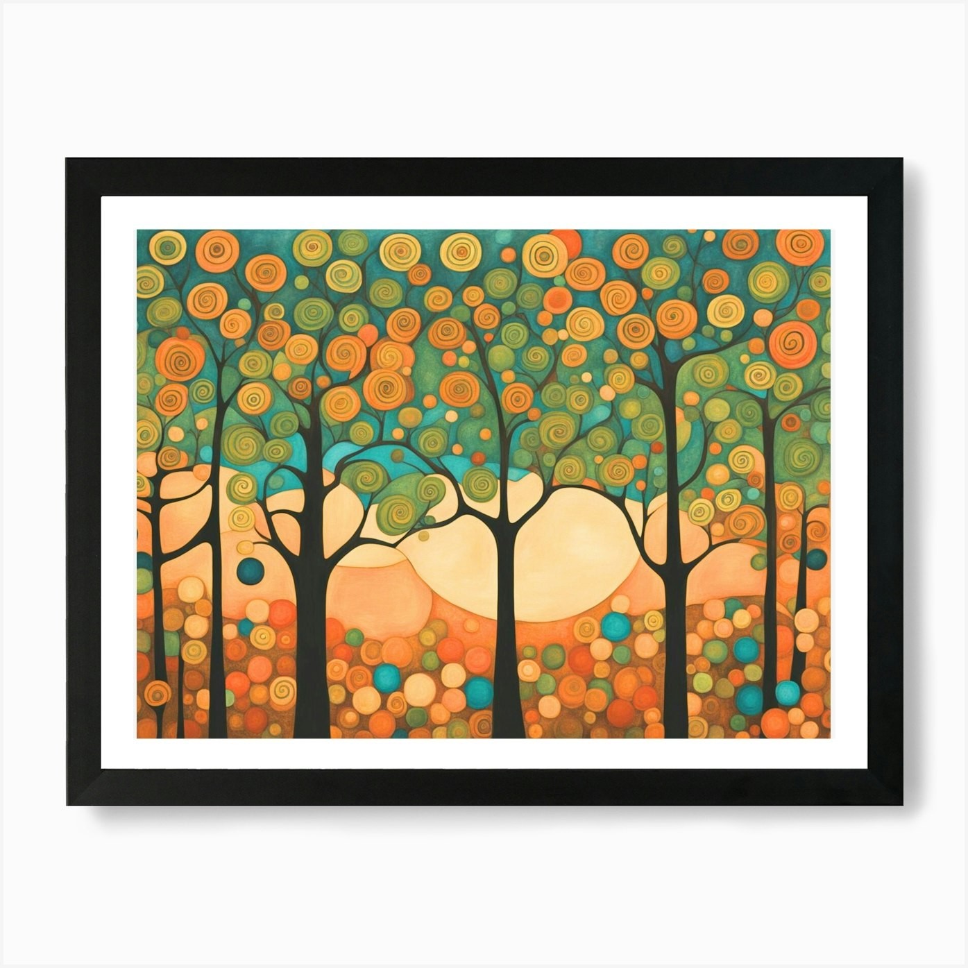 Sunlit Trees Art Print - Framed Canvas Wall Decor