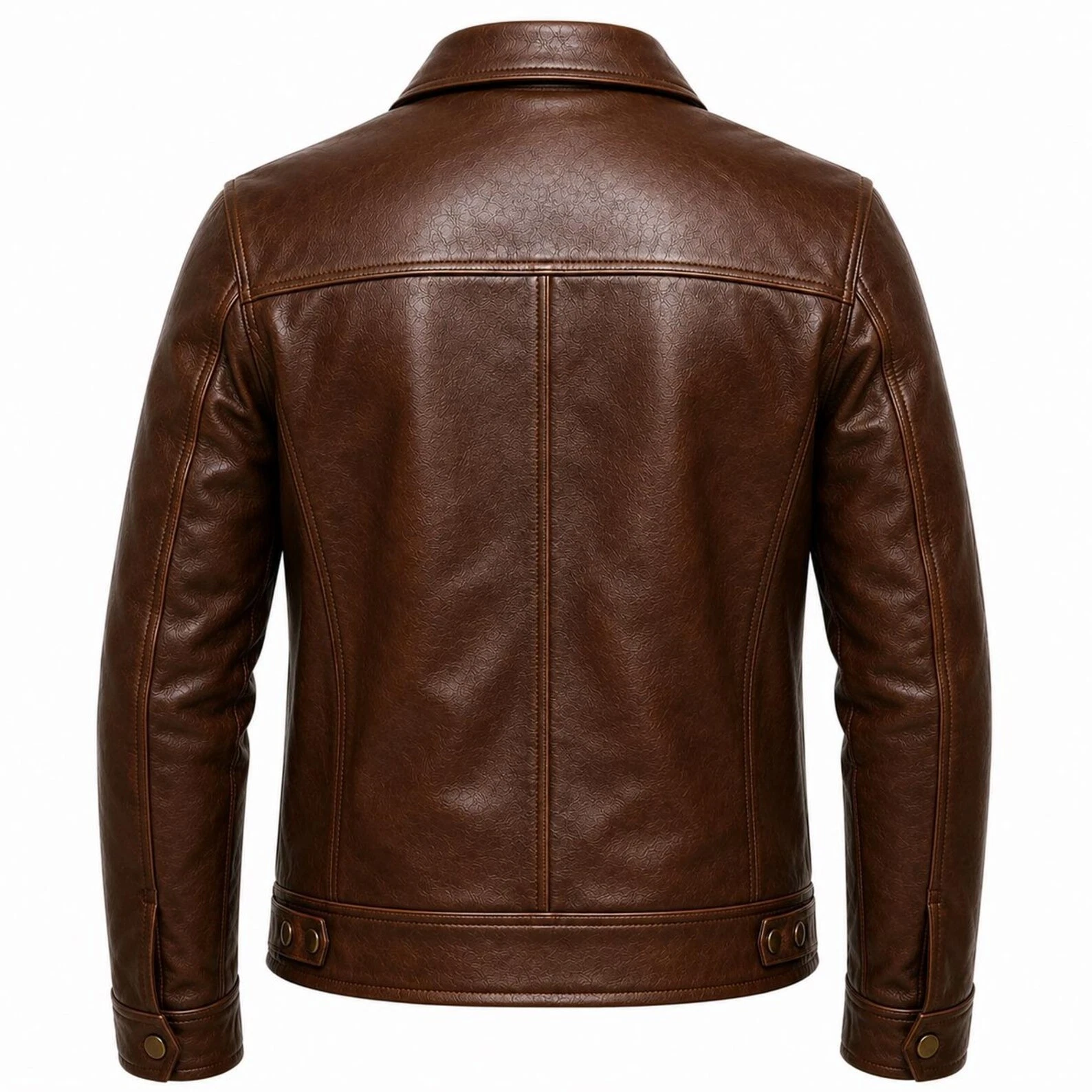 Men's Brown Genuine Leather Jacket - Vintage Style, Moto Rider Coat - product detail image 2