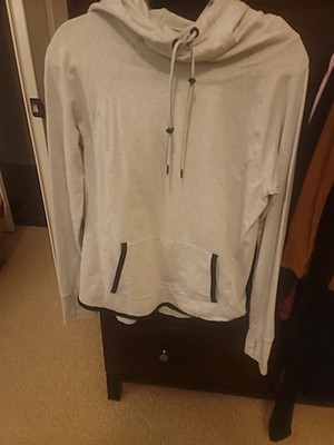 NWOT Womens Athleta Heather Grey Funnel Neck Pullover Hooded Sweatshirt Size M