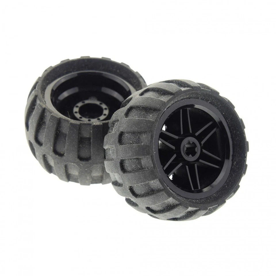 2x Lego Technic Rad 43.2x26 Felge 30.4x20 schwarz Ballon Reifen 61481 56145c04
