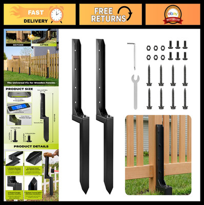 Heavy Duty Steel Fence Post Repair Kit - 32'' Anchor Stabilizer for Leaning Posts