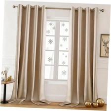 2 Panels Beige Faux Silk Blackout 52"W x 84"L Pack of 2 Beige/Champagne Gold
