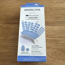 Dashing Diva Semi Cured Gel Strips Kit Mani Pedi Light Blue With LED lamp