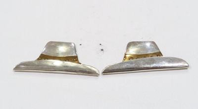 Seltene Joan Slifka Designs Sterling Cowboy/Cowgirl Hut Sterling Messing Ohrringe 925