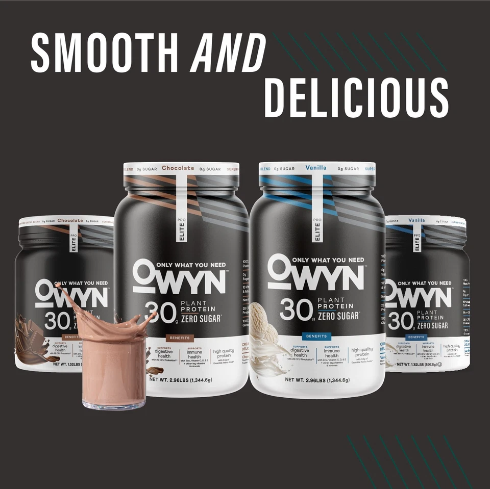 Proteína vegetal de chocolate en polvo OWYN Elite 30 gramos Foto 4 de 4