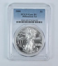 2000 American Silver Eagle Millennium Set Gem BU PCGS Blue Label