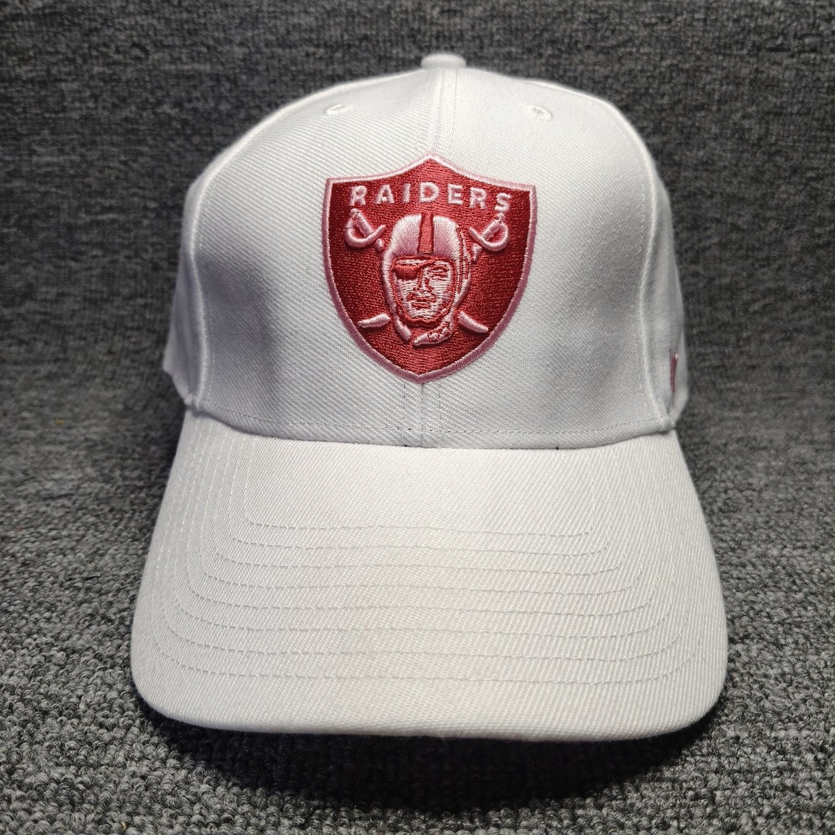 '47 Las Vegas Raiders White Pink Strapback Curved Brim Cap Adjustable