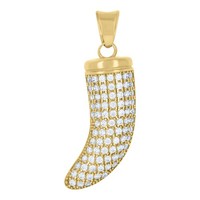 "10K Gelbgold Rund Schliff Zirkonia Herren 1.15 \" Vereist Good Luck AnhäNger Tusk"