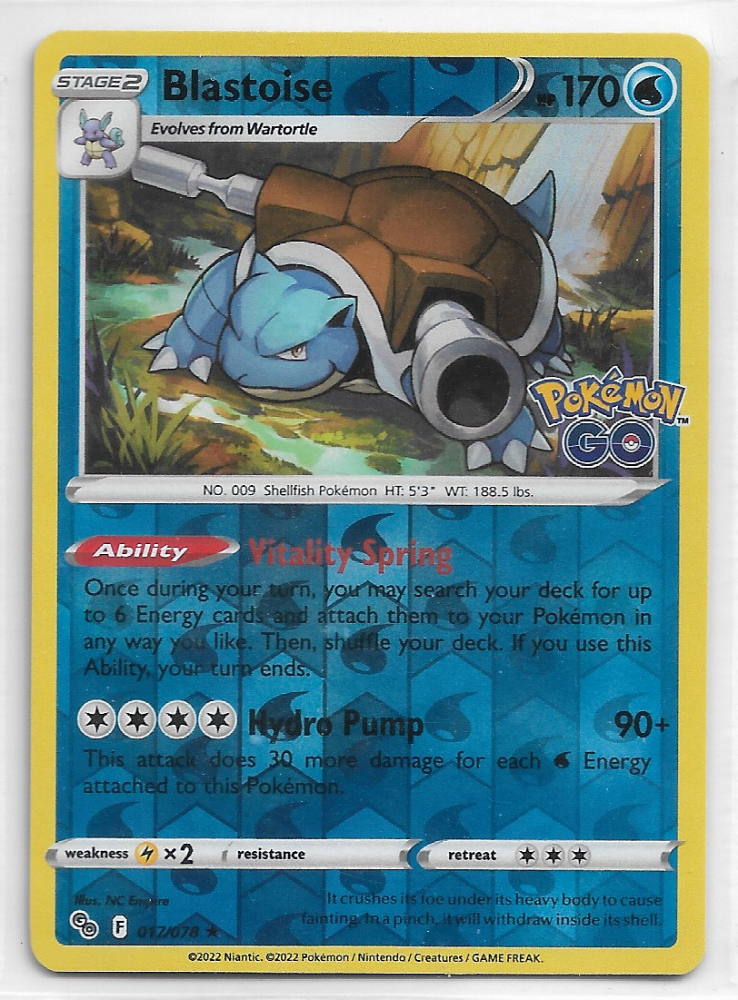 Pokemon Go Blastoise Reverse Holo #17/78 FREE SHIPPING
