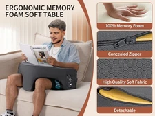 Soft Memory Foam Lap Desk Pillow Ergonomic Bed Reading Pillow Grey
