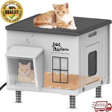 Heated Outdoor Cat House Indestructible Weatherproof Insulated Elevated Shelter
