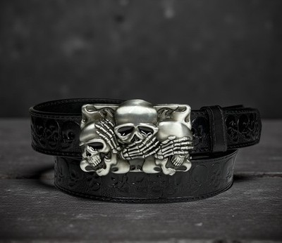 Vintage Hand-Beaded Leather Belt | Boho Western | Braided Leather Patina Buckle s-l400.jpg main image 3