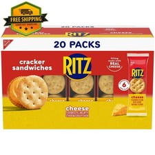 RITZ Cheese Sandwich Crackers Lunch Snacks, 20 Snack Packs 6 Crackers per Pack 