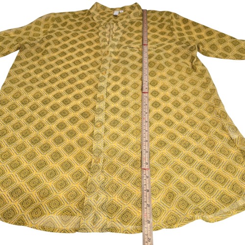 Kut from the Cloth Womens L Sheer Button Up Shirt Lightweight Geometric Chiffon - Picture 5 of 9