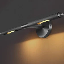 Hardwired Black Brass 30" Knurled Picture Light, Dimmable Rotatable 360 Degrees