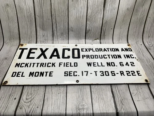 Vintage Porcelain Oil Field Sign - Texaco Inc Well No 642