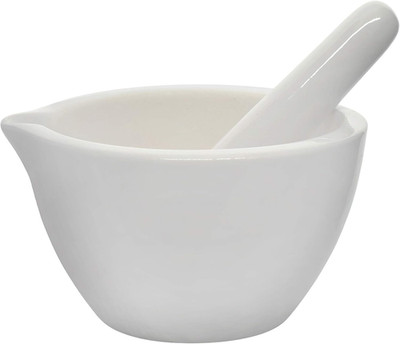 Porcelain Mortar & Pestle Set, 5Oz (150Ml) - Unglazed Grinding Surface - Excelle