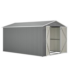 8x12FT Outdoor Storage Shed,Large Metal Tool Storage w/ Aluminium Frame,Lockable
