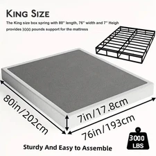 Box Spring Height 7in Steel Mattress Bed Foundation Folding King Size