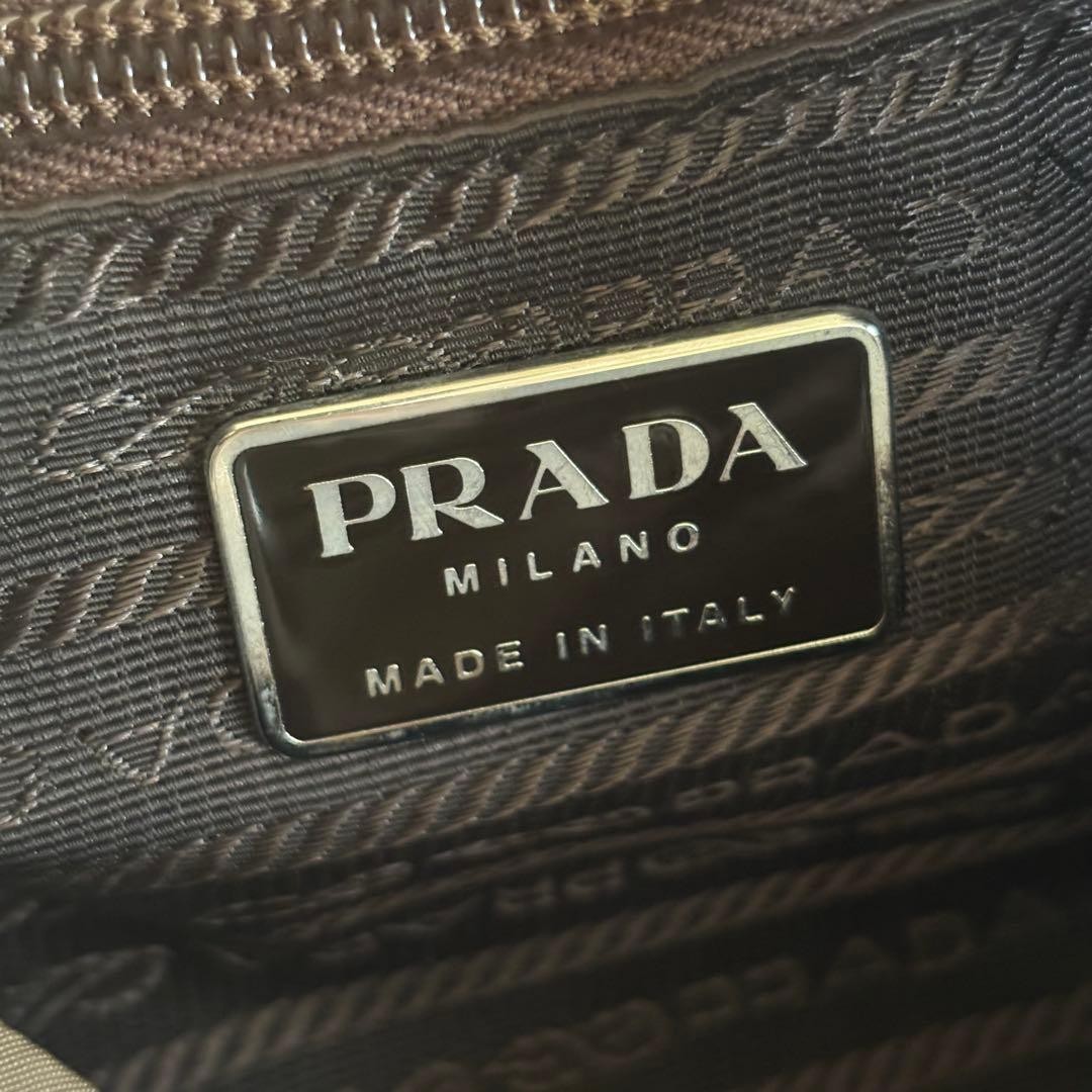 PRADA nylon mini backpack khaki triangular logo n… - image 9