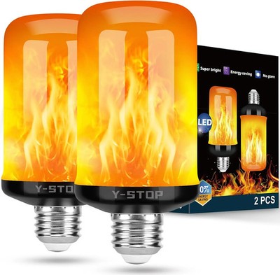 Upgraded LED Flame Light Bulbs, 4 Modes Flickering Light Bulb Outdoor with Upsid