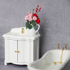 Modern 1/12 White Bathroom Sink for Dollhouse, Miniature Furniture Collectible