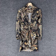 Fashion Nova Dress Women M Medium Black Geometric Shift Short Collared Casual