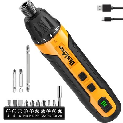 Rechargeable 3.6V Cordless Screwdriver with 9pcs Bit, 1pc Bit Holder, USB Cha...