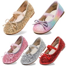 Girls Flat Shoes Glitter Wedding Shoes Party Dress Shoes Slip On Ballet Flats