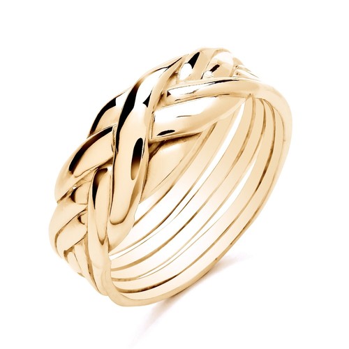 9ct Yellow Gold on Silver 6 Band Puzzle Ring size M to Z - Men's or Ladies - 第 3/6 張圖片