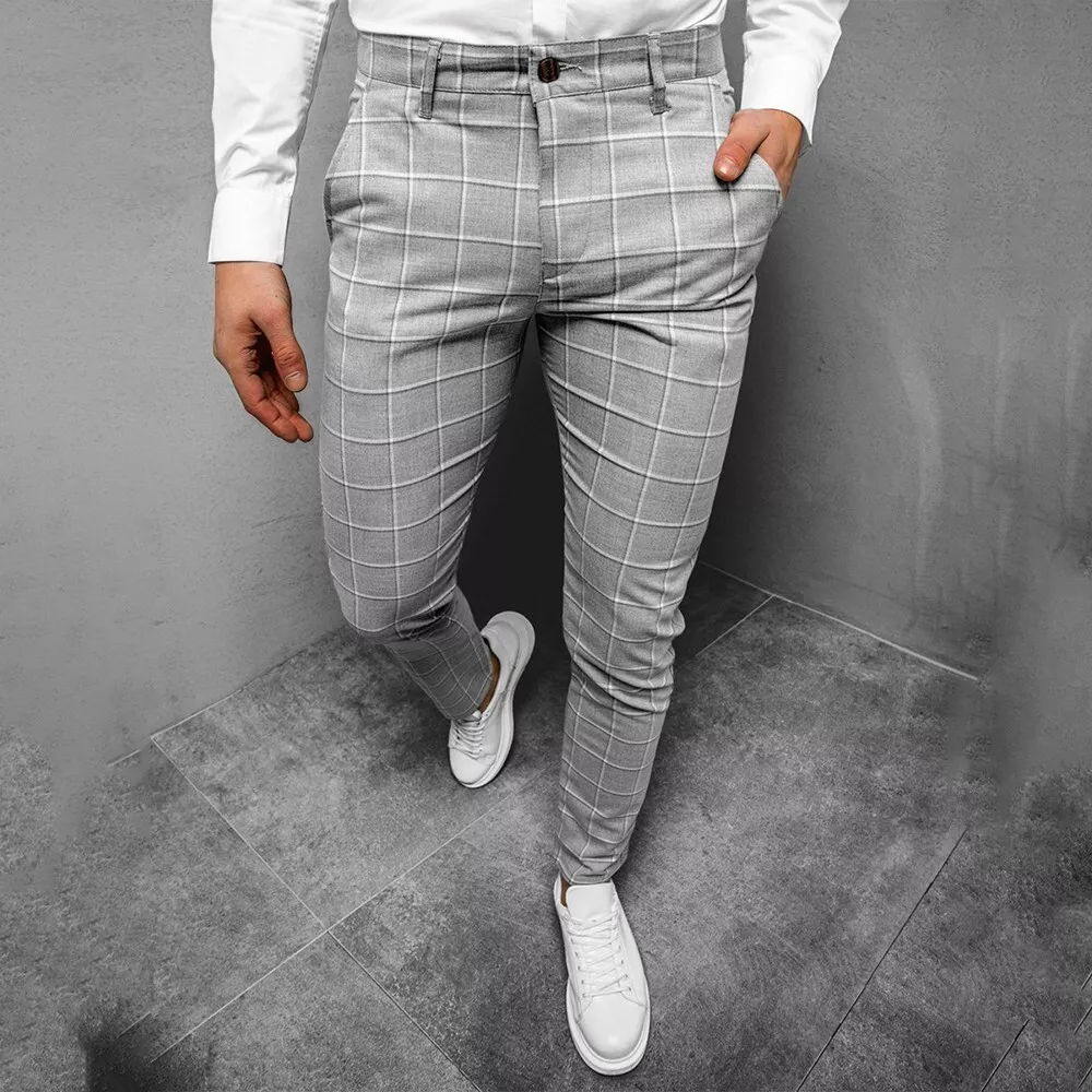 Buy Men Grey Check Slim Fit Formal Trousers Online - 679258 | Peter England