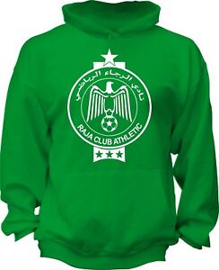 Raja Club Athletic Casablanca Morocco Hooded Sweatshirt Hoodie Hoody Shirt