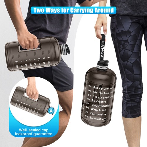1 Gallon/128 oz Water Bottle w/ Straw Gym Training Fitness Jug Motivational Time - Picture 64 of 76