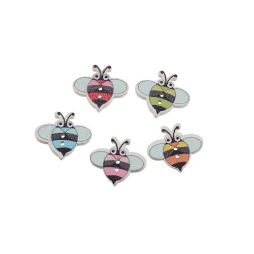 Cartoon Bee Wooden Buttons - 18x20mm Wood Button Crafts Sewing Materials 10Pcs - Picture 2 of 12
