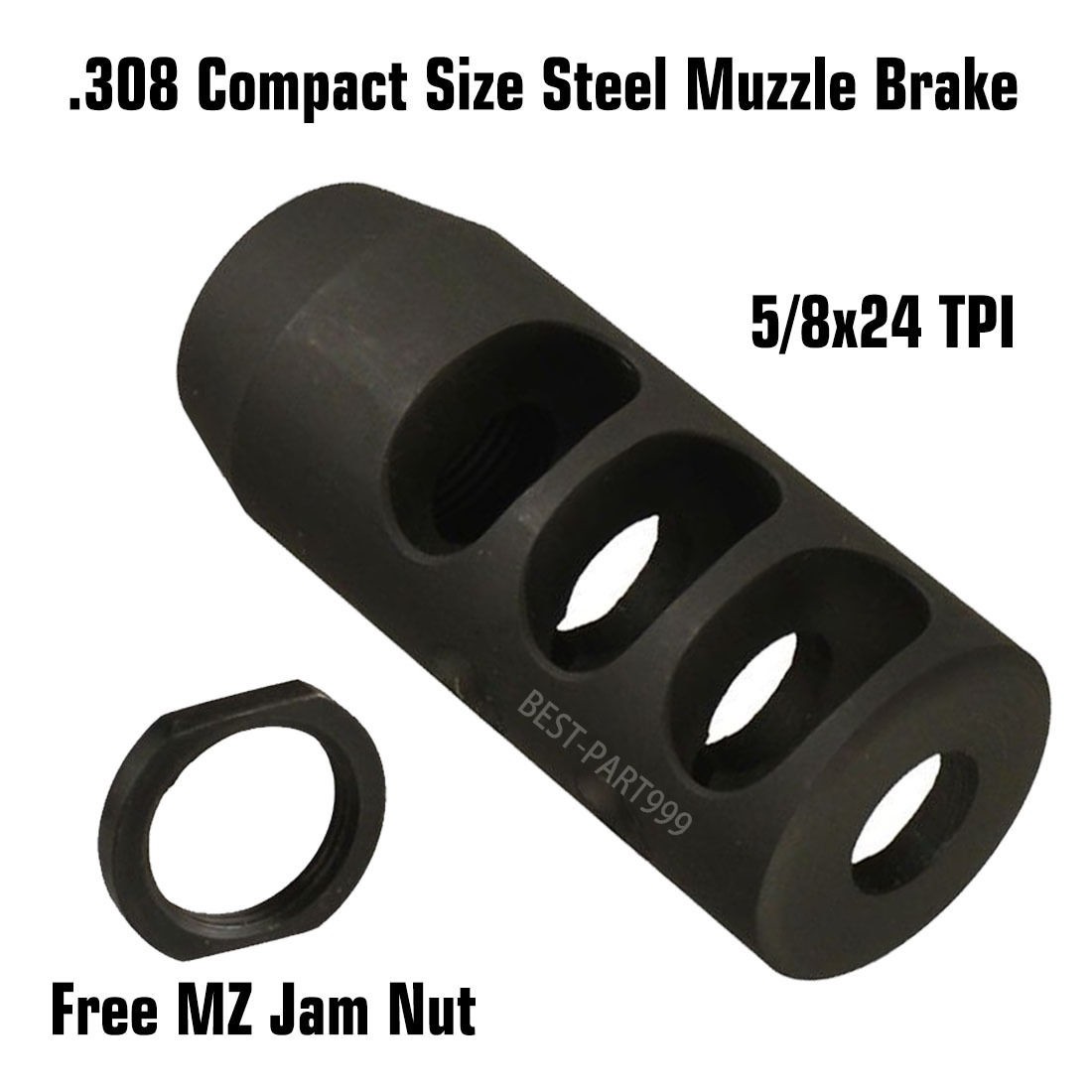 NEW 308 .308 Compact Size 5/8x24 TPI Steel Muzzle Brake /W Free MZ