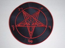 PENTAGRAM SATAN BAPHOMET ROUND BLACK METAL EMBROIDERED BACK PATCH