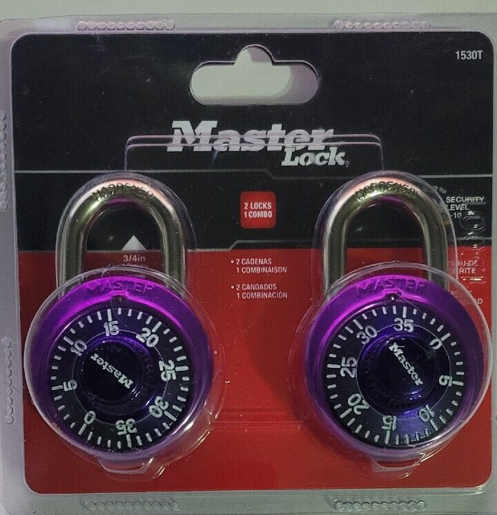 Dial Number Combination Locker Lock, Assorted Colors, 2 Pack