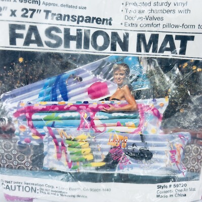 Wet Set Transparent Air Fashion Mat Pool Float Style 59720 VTG 1987 NOS CosPlay
