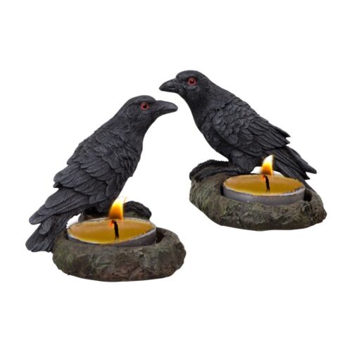 Black Raven Tealight Candle Holders, Set of 2 - Afbeelding 1 van 1