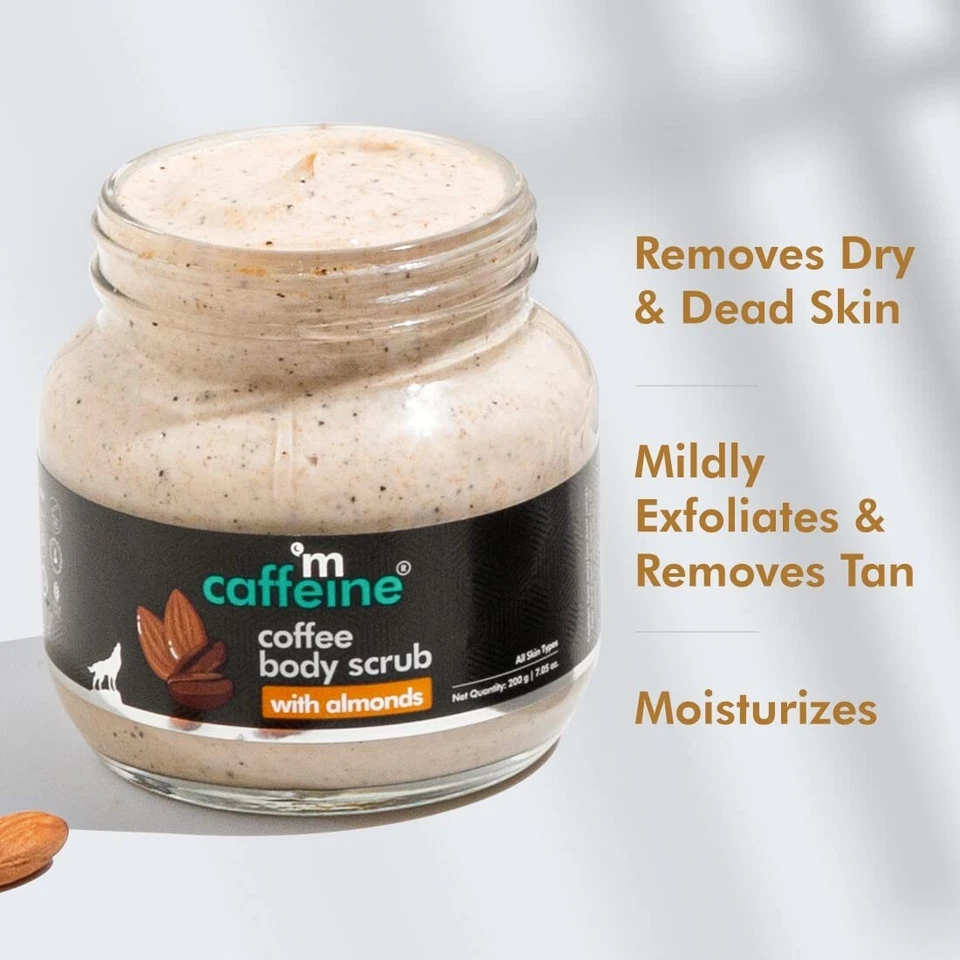 mCaffeine Almond & Coffee Body Scrub (200gm) Tan Removal For Women & Men - Image 3 of 4