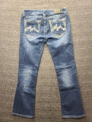 Miss Me Jeans Womens 31x30 Regular Fit Boot Cut Mid Rise Distressed Embellished - Picture 12 of 13