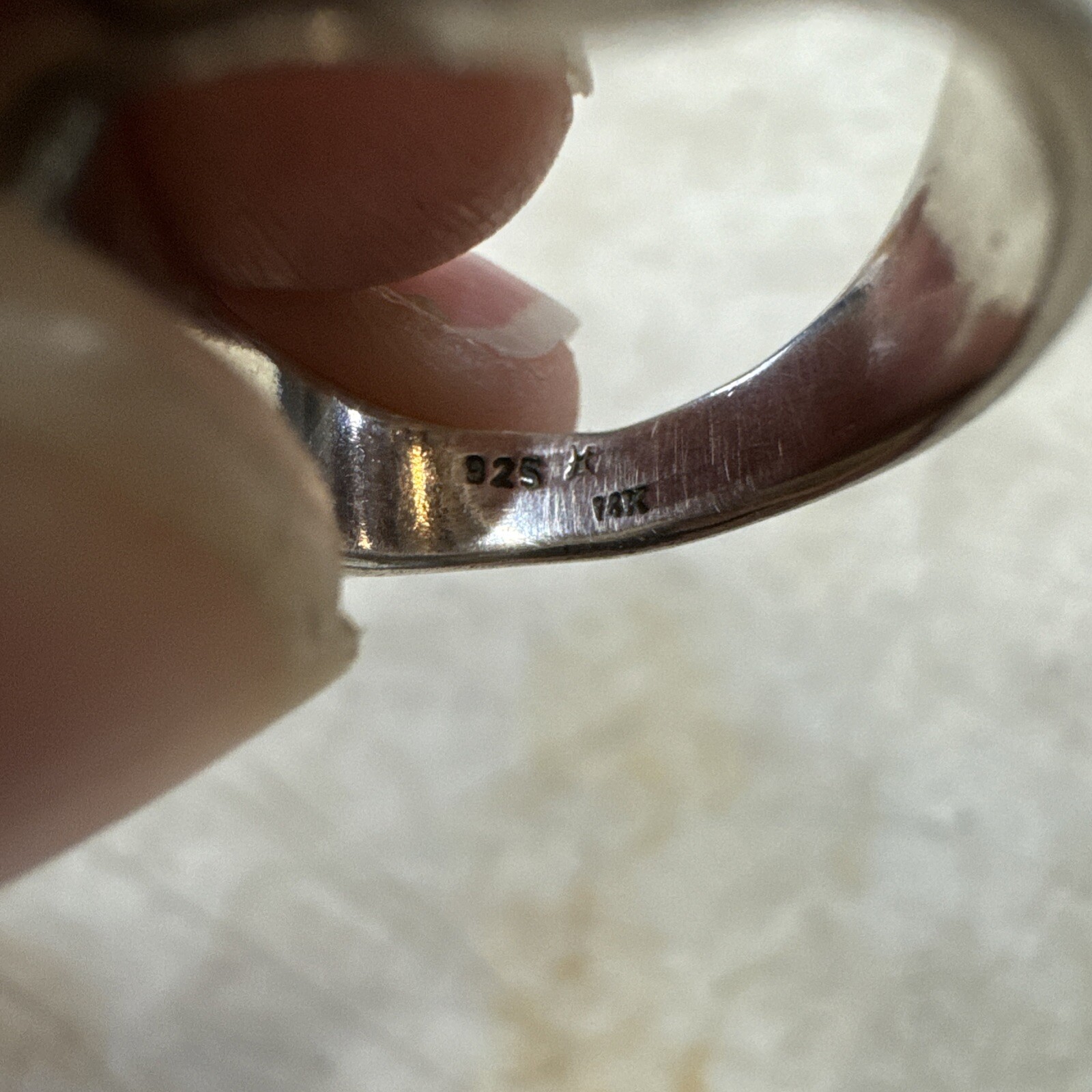 Vintage Pearl /Silver/Gold Ring Marked 925/ 14k. Unsure Of Size Read*