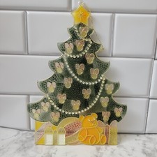 Vintage Artmark Christmas Tree Plastic Stained Glass Look Suncatcher