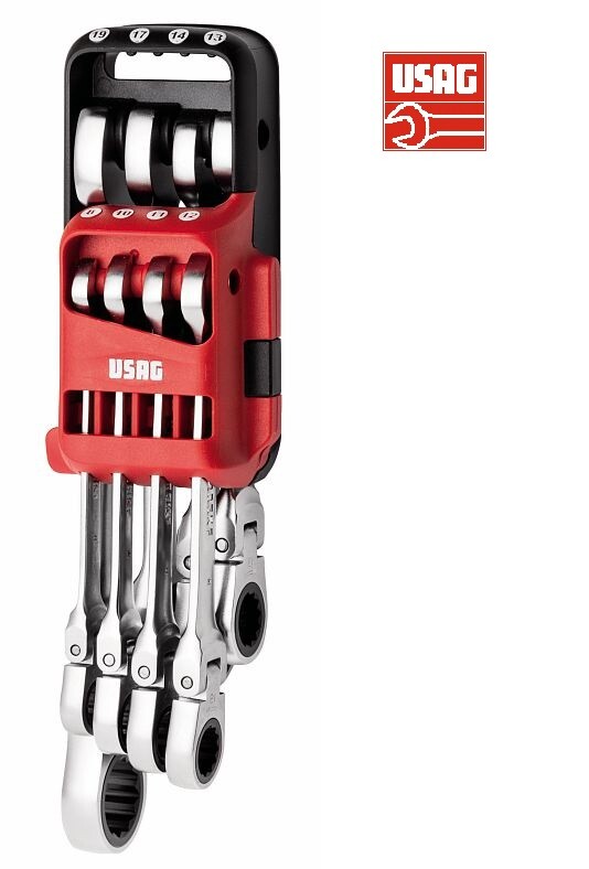 Set 8 Chiavi USAG 285 KF/DS8 Combinate Cricchetto Snodate Professionali