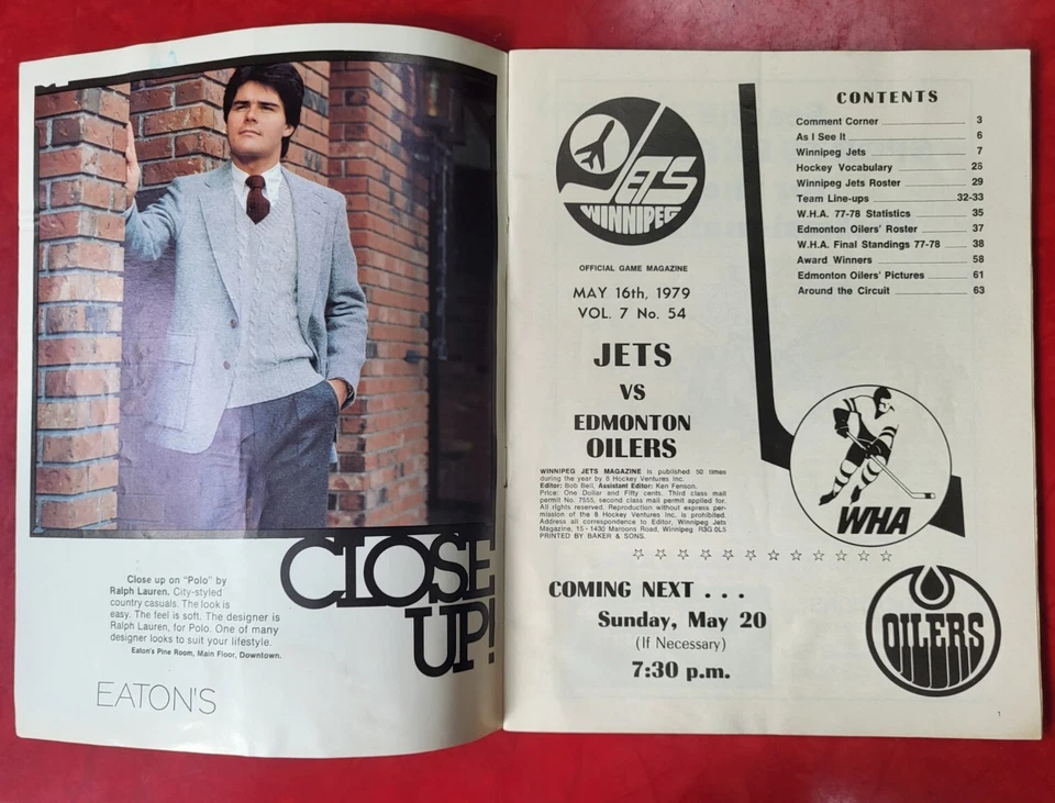 Rare Wayne Gretzky WHA Program From May 16, 1979 WHA Finals Winnipeg Vs Edmonton Foto 3 de 4