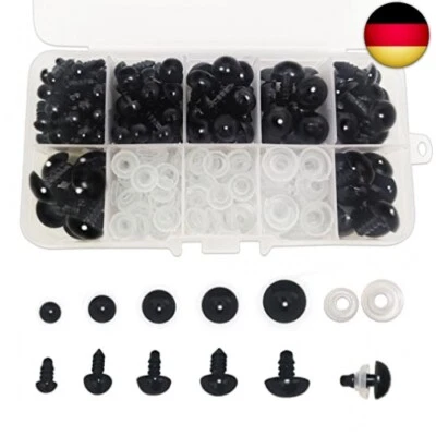 FANGZIDM 132 Stück Sicherheitsaugen mit Unterlegscheiben 6-14mm Schwarz