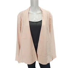 H by Halston Womens Long Sleeves Open Front Cardigan 28W Plus Size 3X Peach